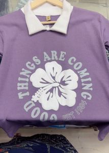 Purple Collared Graphic T-Shirt