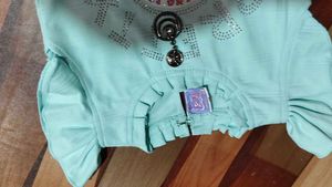 Girls Cute Mint Green T-shirt and Skirt Set