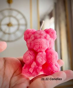 Cute Teddy Bear Rose Candle- Customised Colors Ava
