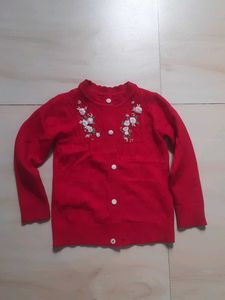 Red Embroidered Cardigan
