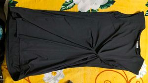 Elegant Black Twist Front Dress