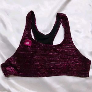 Sparkly Burgundy Sports Bra