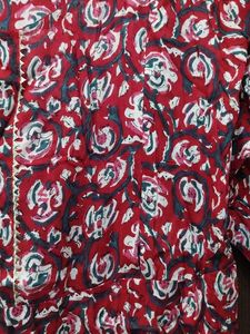 Women's Red Printed Cotton Kurta