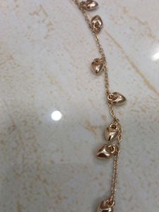 Gold Tone Chain Anklet with Heart Charms