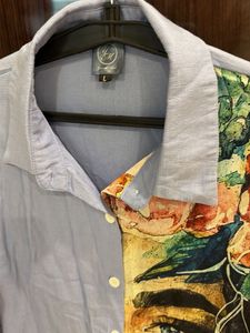 Unique Graphic Print Button-Down Shirt