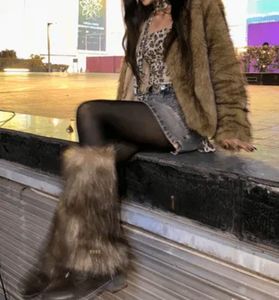 Brown Faux Fur Leg Warmers| Y2k Goth