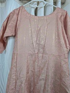 Brocade pink anarkali kurta