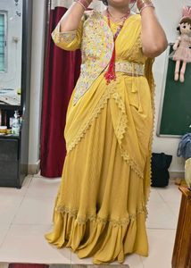 Lehenga Saree With Stitched Blouse And Belt