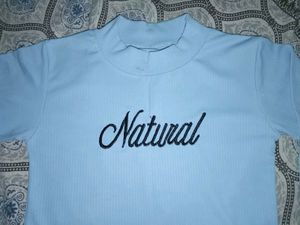 Light Blue "Natural" Zip Detail Top