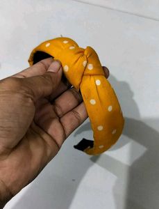 Yellow Polka Dot Knotted Headband