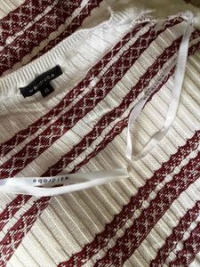 White Knit Dress with Geometric Pattern