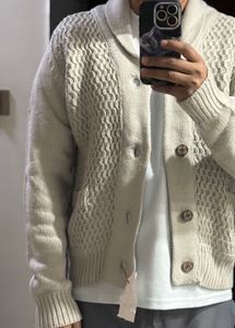 Men's Cream Cable Knit Cardigan