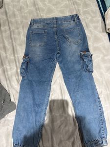 Distressed Denim Cargo Jogger pants