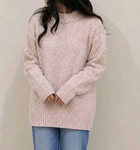 Korean Cozy Pink Mock Neck Sweater