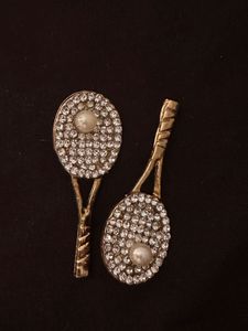 Vintage Rhinestones Tennis Racket brooches