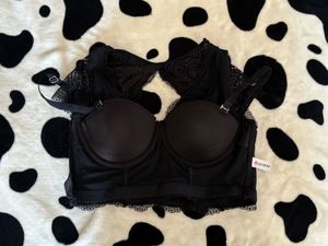 black lace longline bra/blouse