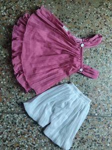 Baby Girl Pleated Top & Shorts Set