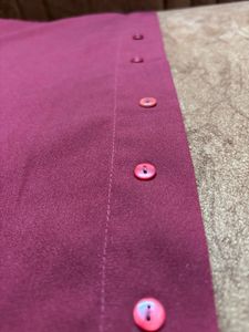Maroon Button-Down Long Sleeve Top