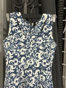 Blue &amp; White Floral Sleeveless Dress