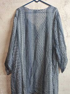 Boho See-through Button-Up Tunic Top Shirt