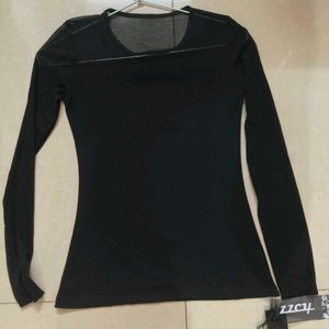 Chic Black Sheer Long Sleeve Top