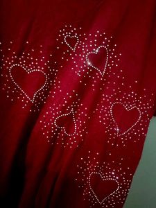 Burgundy Heart Embellished Tee