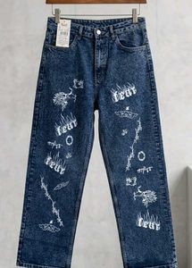 Graphic Print Wide Leg Jeans
