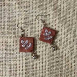 Unique Leaf Design Square Earrings