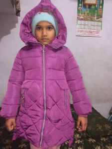 Purple Quilted Puffer Coat