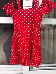 Red Polka Dot Cold Shoulder Dress