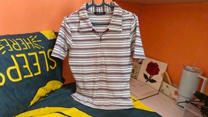 Zudio women’s striped collared/polo-style top/tshi