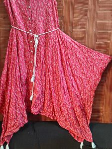 Pink Sleeveless Printed Dress