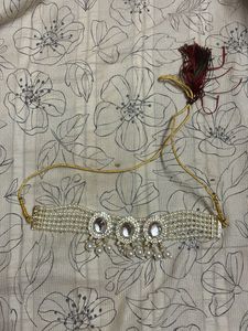 set of 2- Elegant Pearl and Stone Choker Necklace