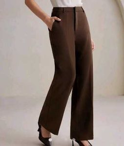 Dark brown straight formal pants