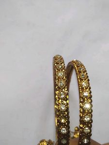 Vintage Oxidized Metal Bangles with Tassels