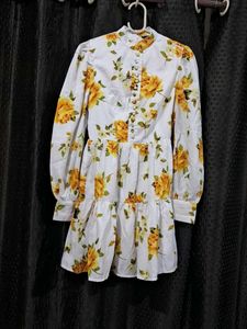 White Floral Tiered Mini Dress