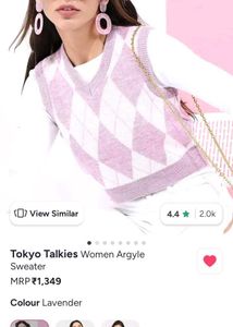Tokyo Talkies Women Argyle vest  Sweater