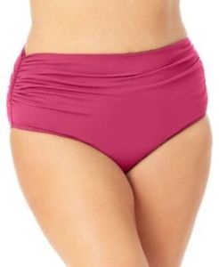 High-Waisted Ruched Swim Bottoms
