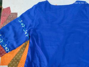 Blue Embroidered tops+kurti