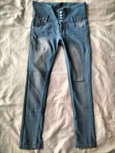 High Waisted Skinny Blue Jeans