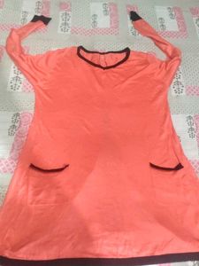 Stylish Coral and Black Kurta