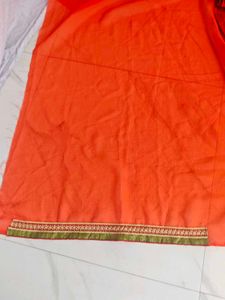 Vibrant Orange Embroidered Saree
