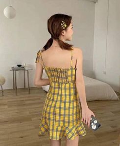Yellow Plaid Tie-Up Mini Dress ✨