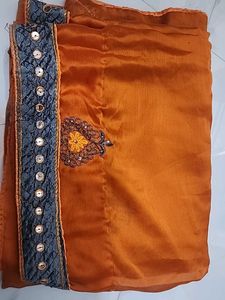 Orange Embellished Saree
