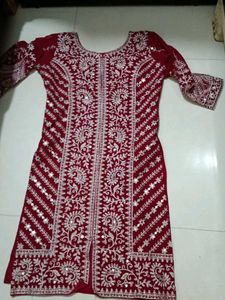 Maroon Embroidered Palazzo Set