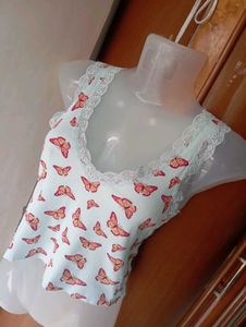 Cute Butterfly Print Cropped Tank Top
