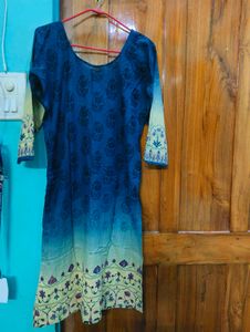Beautiful Blue &amp; Sea Green Printed Cotton Suit Set