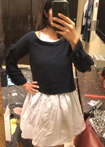 Chic Navy &amp; White Layered Dress