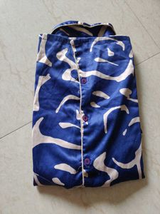 Stylish Blue &amp; White Printed Pajama Top