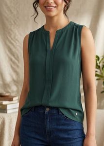Elegant Sleeveless Green Top